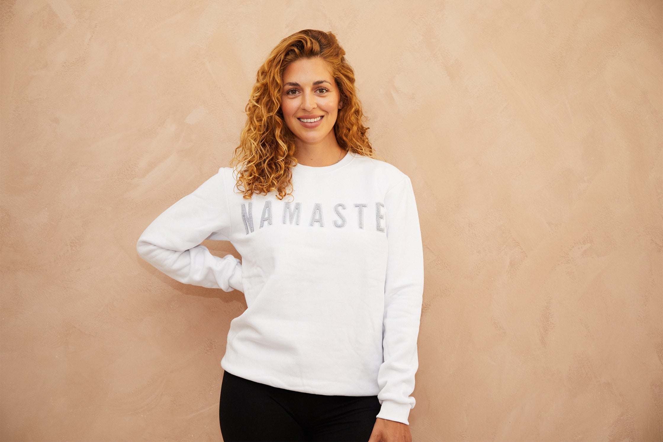 Namaste geborduurd sweatshirt Wit // Grijs