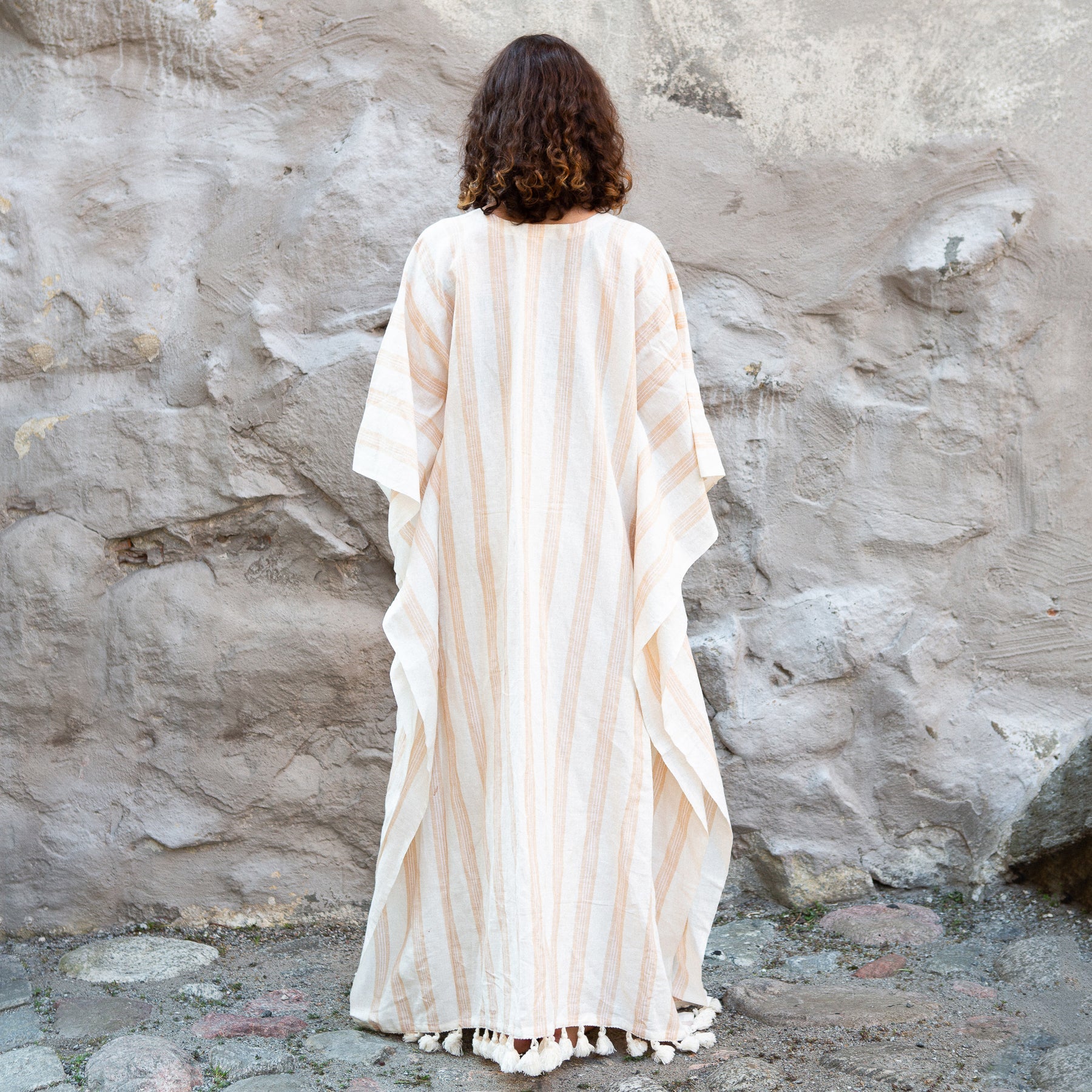 Milieuvriendelijke gestreepte Ibiza-kaftan