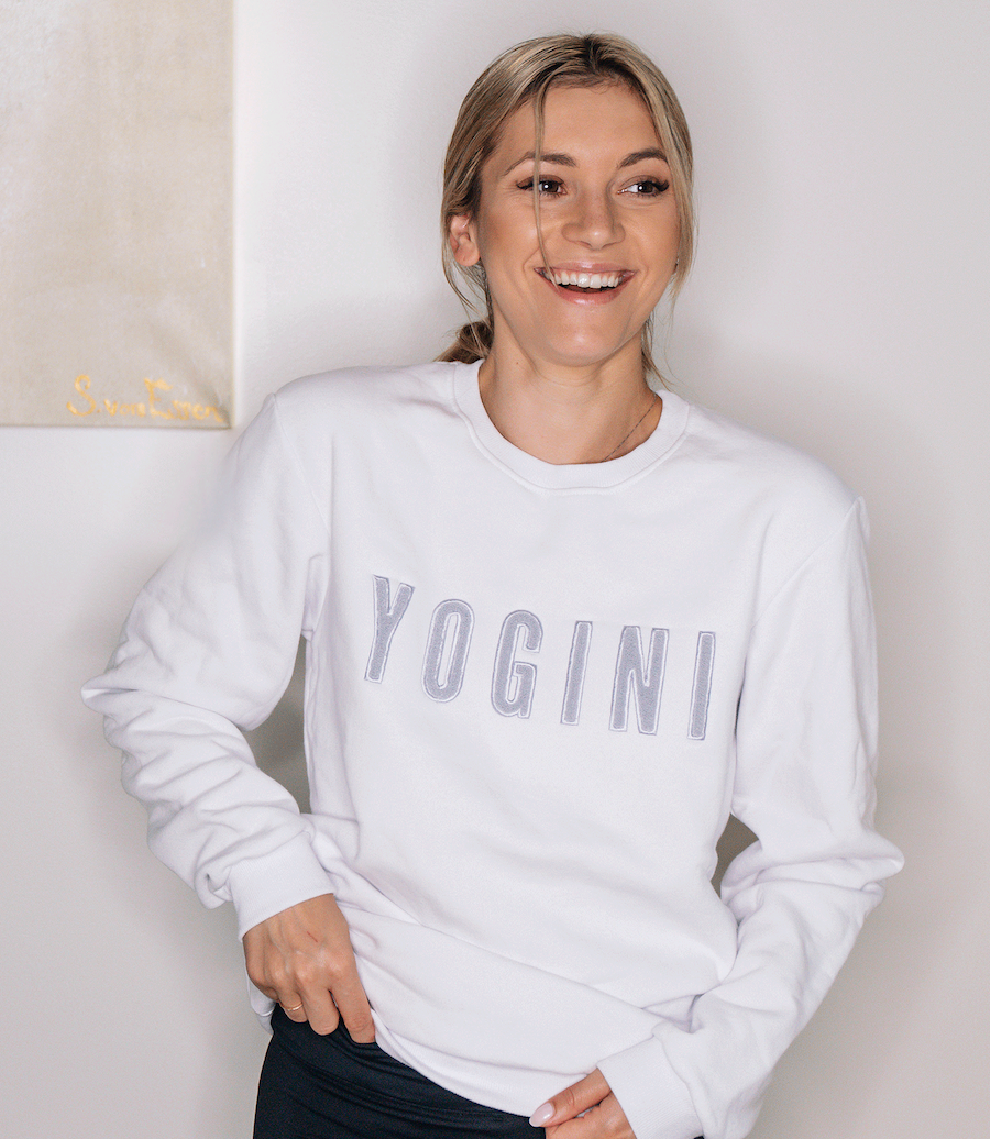Yogini geborduurd sweatshirt Wit// Grijs